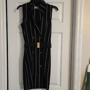 Black Striped Sleeveless Dress